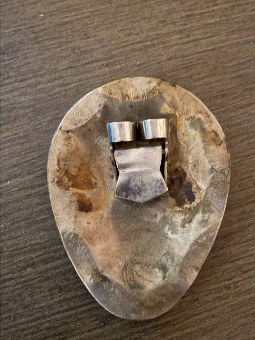 Vintage silver elk bolo slide with turquoise